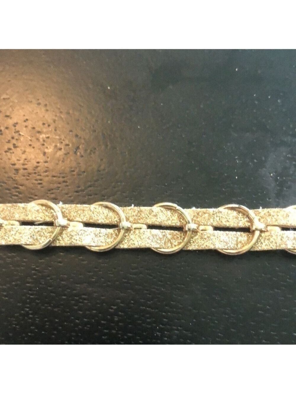 Gold glitter and chain 0.5” women’s belt. 39” long. - Picture 6 of 15